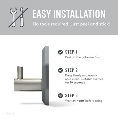 Sud Scrub Antimicrobial Shower Hooks, Self Adhesive, Heavy Duty Removable, Stick On for Hanging, Bathroom Towel Hook (Charcoal) - color: Charcoal