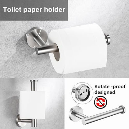 10 Pieces Brushed Nickel Bathroom Hardware Set Include 16inch Towel Bar,4pcsTowel Hooks,Toilet Paper Holder,Hand Towel Ring Round SUS304 Stainless Steel Bathroom Accessories Set - color: Brushed Nickel, size: 10 piece 16"