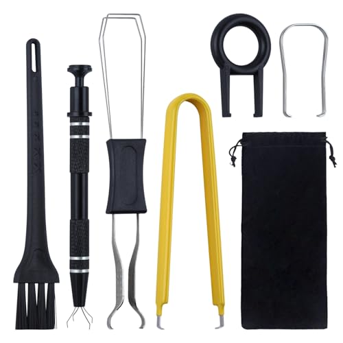 6 Pcs Keyboard Switch Puller Kit 2-in-1 Switch Puller Keycap Puller Key Removal Tool Key Extractor Kit with Brushes,4-Jaw Gripper for Mechanical Keyboard Electronic Component Removing Fixing - style: 6 Piece
