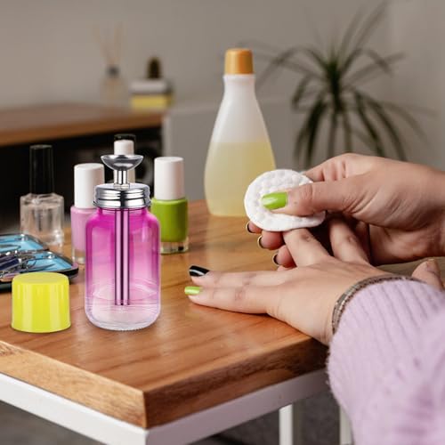 Noverlife 4Oz / 120ml Acetone Pump Dispenser with Cover, Alcohol Pump Dispenser Bottle Acetone Bottle Dispenser, Glass Push Down Pump Dispenser Nail Alcohol Bottle for Makeup Remover - Gradient Purple - color: D - 1pcs - Purple Round Shaped