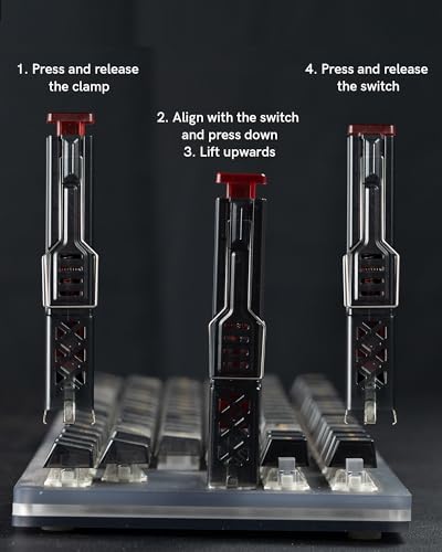 Keymatic 2-in-1 Switch Puller and Keycap Puller for Mechanical Keyboard, Key Switch with 4-Claw Grip, One-Press Eject Design for Fast & Stable Removal,Black Red - color: Black&Red