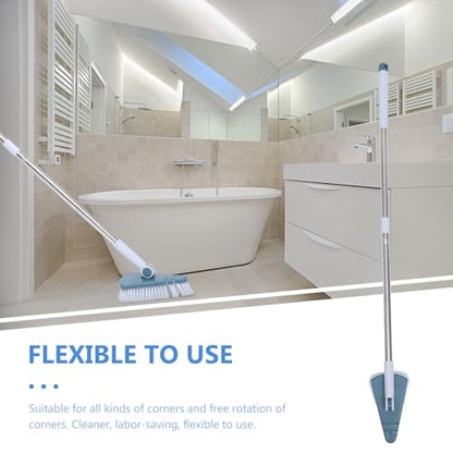 Bathroom Floor Cleaning Brush Long Handle Hard Bristle Tile Scrub Brush Dark Blue Multi-Purpose Floor Cleaner for Bathtub and Toilet Cleaning