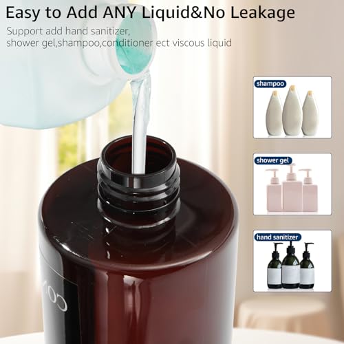 Pollock Shampoo and Conditioner Dispenser Wall Mounted, Shower Soap Dispenser 2 Chamber No Drill, Shampoo Dispenser for Shower, Body Wash Dispenser for Bathroom, Large Capacity, (Brown 3 Chamber) - color: Brown 3 Chamber