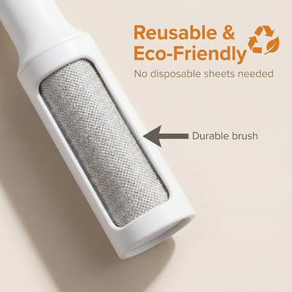 Lint Roller for Clothes Reusable Rotating Dust Brush with Self Cleaning Chamber Pet Fur Collector for Jackets Sofa Upholstery Travel Kit White 1pc - color: White