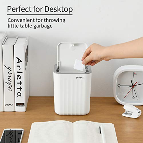 SUBEKYU 0.6 Gal Mini Desktop Trash Can with Lid, Small Square Countertop Garbage Bin, Plastic Tiny Tabletop Wastebasket for Office/Kitchen/Coffee Table, White - color: White 0.6 Gal with Lid