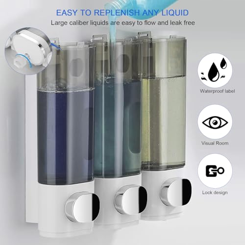 Shampoo and Conditioner Dispenser Shower Soap Dispenser Shampoo Dispenser Body Wash Dispenser for Bathroom,Large Capacity, White Silver - color: White