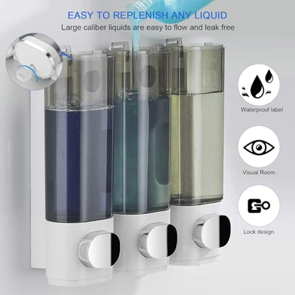 Shampoo and Conditioner Dispenser Shower Soap Dispenser Shampoo Dispenser Body Wash Dispenser for Bathroom,Large Capacity, White Silver - color: White