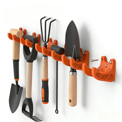 Garden Tool Organizer Wall Hooks – 4-Pack Garage Organization & Broom Holder Wall Mount for Storage – Rustproof Tool Organizers and Storage for Rakes, Shovels, Gardening Essentials
