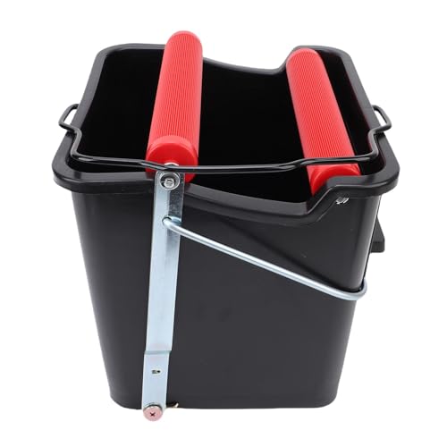 Alomejor Pedal Spin Mop Bucket, ABS and Metal Spin Mop Bucket System 14L Foot Press Wringer, Side Clamp Water Removal, Compact Floor Cleaning for Home Marine Boat