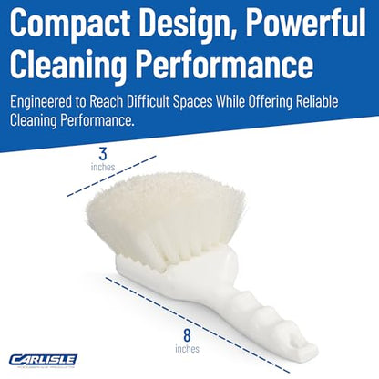 SPARTA Flo-Pac 8" Utility Scrub Brush with 2" Nylon Bristles, Plastic Pistol Grip Handle, Commercial Handheld Cleaning Brush, White - color: White/White