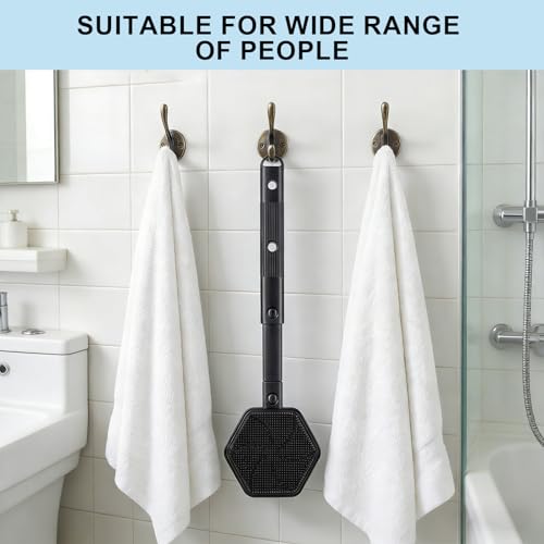 Silicone Back Scrubber for Shower, 21'' Extendable Dual-Sided Long Handle Bath Brush for Exfoliating & Massage, Non-Slip Grip, Gentle & Deep Cleansing Body Brush for Men Women