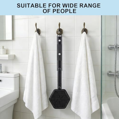 Silicone Back Scrubber for Shower, 21'' Extendable Dual-Sided Long Handle Bath Brush for Exfoliating & Massage, Non-Slip Grip, Gentle & Deep Cleansing Body Brush for Men Women