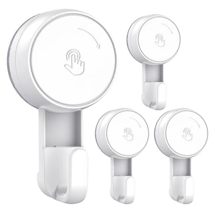 LUXEAR Heavy Duty Waterproof Shower Hooks 4 Pack - Suction Hook, No Drill Damage-Free Removable Reusable Wall Hooks for Bathroom Kitchen Towel Bathrobe Loofah Shower Hooks (Max Load 11LB/5KG) - size: 4 Pack Single