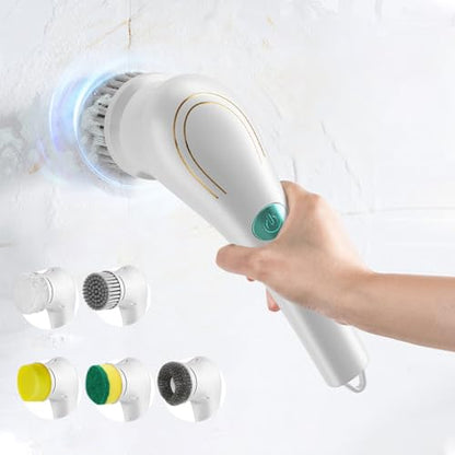 Handheld Electric Cleaning Brush Multifunctional with 5 Replacement Brush Heads Cordless Handheld Scrubber for Dish Sofa Carpet Kitchen Bathroom