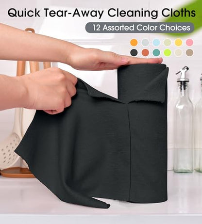 KitchLife Microfiber Cleaning Cloth Roll - Tear-Away Reusable Microfiber Paper Towels, Lint-Free, Washable, 20 Sheets for Kitchen, Car, Dishes, and Sensitive Surfaces (Black) - color: Black