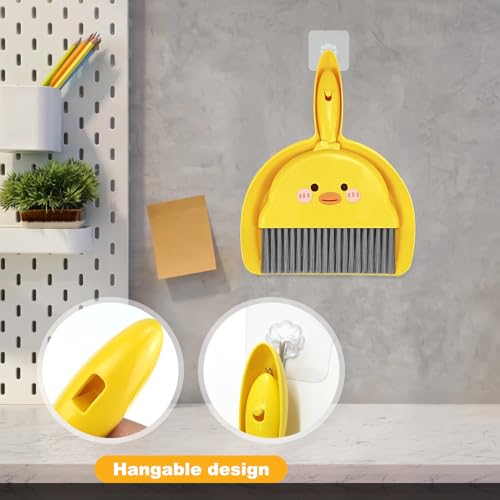 Small Broom and Dustpan Set,1pc Dust Pan and Brush Set,Cute Little Yellow Hand Mini Broom and Dustpan Set,Small dust pan Mini for Tabletop Debris,Keyboards&Clean Pet Cages Guinea Pig Cage(Chick) - style: Chick