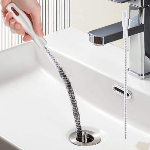 Drain Snake Cleaner Brush Flexible Pipe Clog Remover Tool for Sink Shower Bathtub Reusable Hair and Debris Cleaning Accessory - color: White1