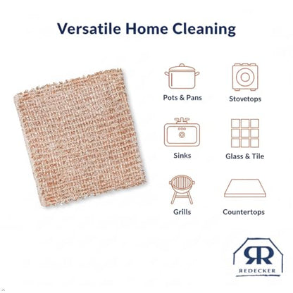 Redecker Copper Cleaning Cloth, Set of 2, Standard Size – Non-Scratch Scrubber for Pots, Pans, Sink & Stainless Steel – Reusable Metal Cleaning Cloth, Made in Netherlands - size: Standard - 5.5 x 5.7 inches