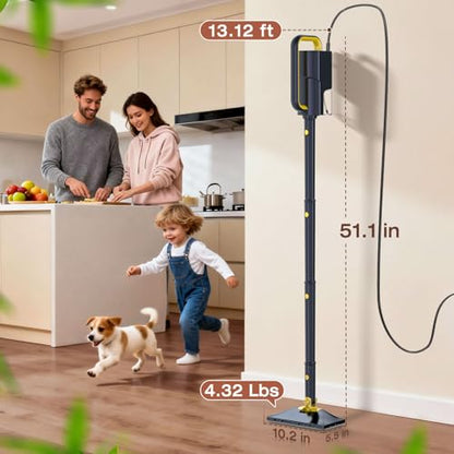 Steam Mop with Detachable Handheld Steam Cleaner, 10-in-1 Multi Accessories, Quick 10s Heat, 350ml and 2-Level Steamer for Cleaning Floor, Carpet, BBQ Grill, Tile, and Grout, Gray - color: Gray