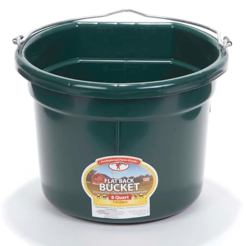 Little Giant Flat Back Plastic Bucket, 8qt, Green