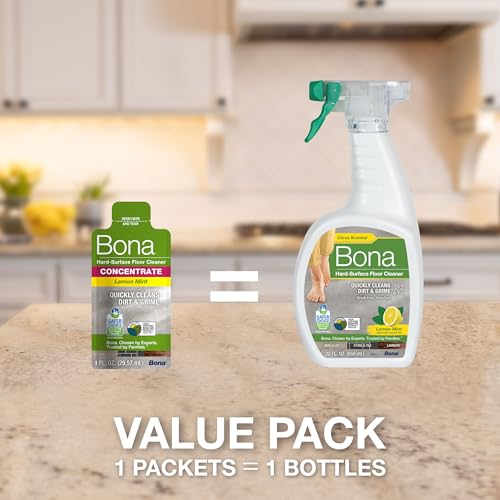 Bona® Multi-Surface Floor Cleaner Spray - 32 fl oz - Lemon Mint - Includes Filled Bottle + Concentrate Refill for Multi-Surface Floor Cleaning