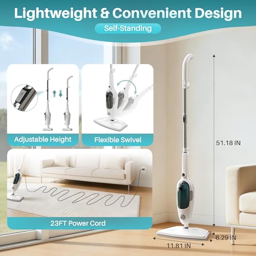 JOYMOOP Steam Mop & Handheld Steam Cleaner, 1100W Electric Steam Cleaner for Home, Fast Heat 20s, Adjustable Steam, Detachable Water Tank, 11 Accessories for Floors, Windows, Clothes - size: 3 Microfiber pads