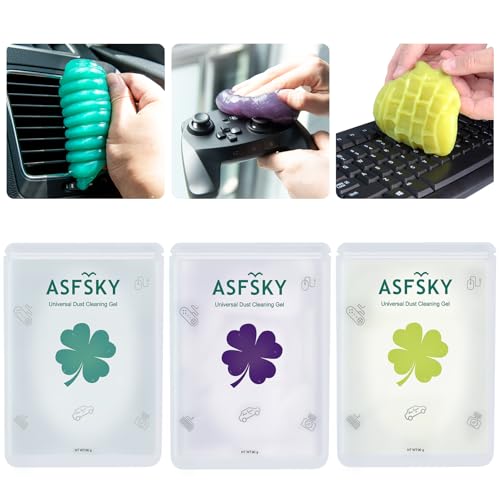 ASFSKY Cleaning Putty Car Cleaning Gel for Car Detailing Car Slime Cleaner Dust Cleaning Mud Universal Cleaning Gel for Vents, Dashboard, Car Cleaning Putty 3 Pack - color: Yellow+Purple+Green