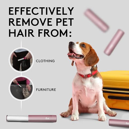 Flint Rose Gold Retractable Mini Lint Roller with 90 Extra Sticky Sheets, Small and Portable Lint Roller, Ideal Pet Hair Remover, Travel Lint Rollers for pet Hair Extra Sticky - color: Rose