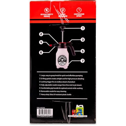 Chemical Guys Mr. Sprayer Full Function Pressure Atomizer and Pump Sprayer, Professional 50 oz Spray Bottle for Cleaning & Washing, for Home, Garden, Car Detailing, Easy Pump Action and Adjustable - style: Mr. Sprayer