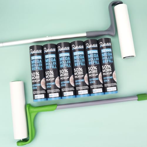 10 inch Ultra Sticky Mega Roller Refills for Evercare Layers Smart Design Large Lint Rollers 50% More Pickup Pet Hair Remover 60 Sheets Each Refill 6 Pack 360 Sheets Total - size: 10 inch