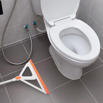 Rubber Edge Silicone Floor Squeegee Broom with Handle, Multi-Functional Water and Dust Scraper for Concrete and Tile Floors, Household Cleaning Tool for Garage and Bathroom