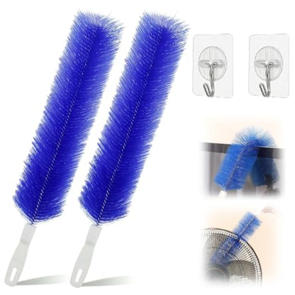 90° Flexible Ceiling & Fan Dust Magnet, Bendable Microfiber Head, Fan Cleaning Brush, Washable Dusters for Cleaning Fans, Blinds, Dryer Vents (2, Blue) - color: Blue