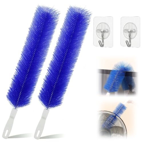 90° Flexible Ceiling & Fan Dust Magnet, Bendable Microfiber Head, Fan Cleaning Brush, Washable Dusters for Cleaning Fans, Blinds, Dryer Vents (2, Blue) - color: Blue