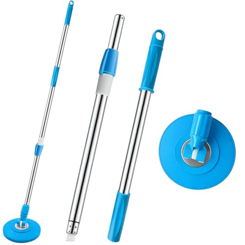 Spin Mop Replacement Handle 360 Degree Spin Mop Pole Handle Replacement Rotating Telescopic Stick for Mop Head, Ideal for Home and Household Cleaning - color: Blue, style: Plastic Disc