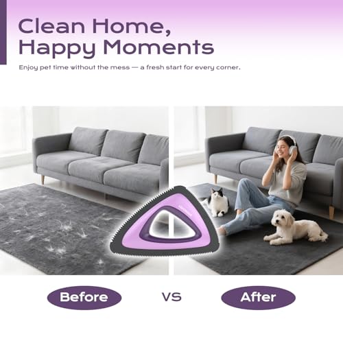Pet Hair Remover for Car and Home, Multi-Surface Fur Removal Tool, Portable, Twilight Purple