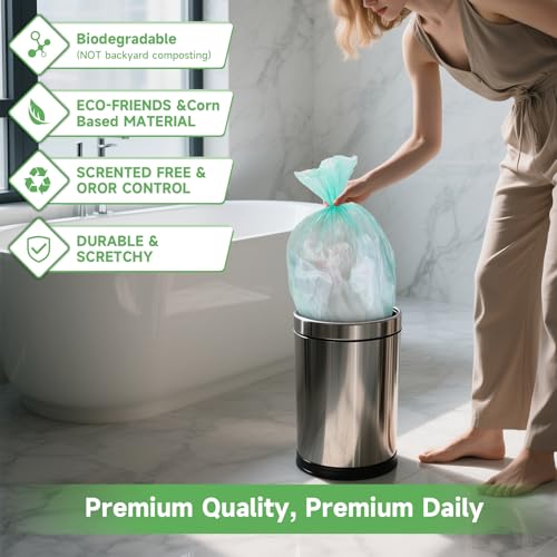 Biodegradable Medium Trash Bags 8 Gallon - Compostable Clear Green Garbage Bags Unscented 100 Count Strong Thick Waste Basket Can Liners for Home Office Bedroom Heihaily - style: Bio-8gal Green 100