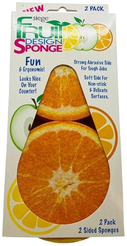 Siege 2 Sided Fruit Orange Design Sponges (2 Pk), 647