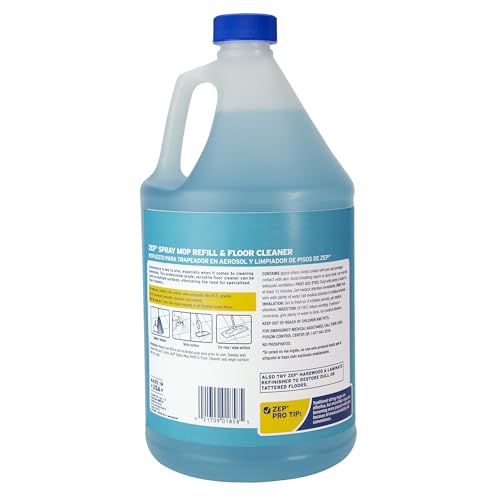Zep Spray Mop Refill and Floor Cleaner - 1 Gallon (Case of 4) ZUMSF128 - Professional Grade Versatile Multi Surface Fresh Scent Floor Cleaner and Deodorizer