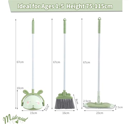 Midoneat Kids Cleaning Toy Set, Mini Child Broom, Mop and Dustpan, Little Housekeeping Helper Set ,Pretend Home Cleaning Play Set for Toddler Height 75-115cm,6pcs (Green) - color: Green