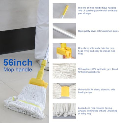 Midoneat Mop Bucket with Wringer, 22 Qt (5.5 Gallon), Handle, Wheels,Floor Cleaning, 16.5" L x 10.6" W x 26.4" H, Yellow,Add One Cotton Mop - size: 22