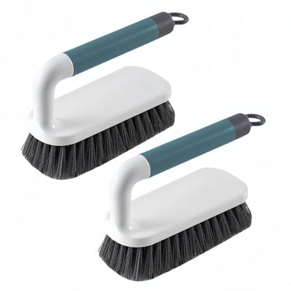 Scrub Brush, Scrubbing Cleaning Brushes, Heavy Duty Cleaning Brushes with Handle, for Shower, Bathroom, Carpet, Kitchen and Bathtub Scrubber, 2 Pack (Green) - color: Green
