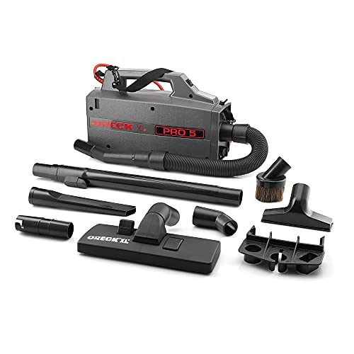 Oreck Commercial XL Pro 5 Super Compact Canister Vacuum Cleaner, Lightweight Bagged Canister Vac with Attachments, Portable, Extended Cleaning Reach, Corded Vacuum Cleaners for Commercial Use - style: Super Compact Canister Vacuum