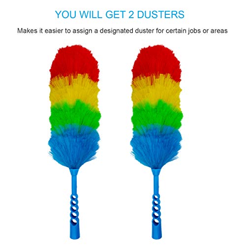 2 Pack Upgrade 19” Static Duster Beandable and Washable - More Fibers Bigger Head Less Loss of Fiber Duster