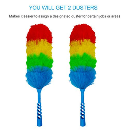 2 Pack Upgrade 19” Static Duster Beandable and Washable - More Fibers Bigger Head Less Loss of Fiber Duster