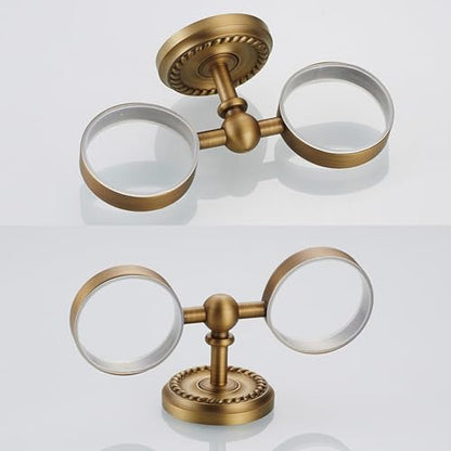Antique Bronze Double Toothbrush Holder for Bathroom Tumble Holder Wall Mounted - color: Double Toothbrush Holder