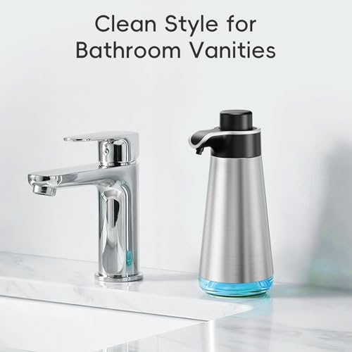 BYUNER Soap Dispenser for Bathroom & Kitchen, 15 fl oz Refillable Soap Dispenser, Brushed Silver Metal Look Countertop Soap Dispenser, Rust-Free Hand Soap & Dish Soap Dispenser - color: Silver, size: Liquid