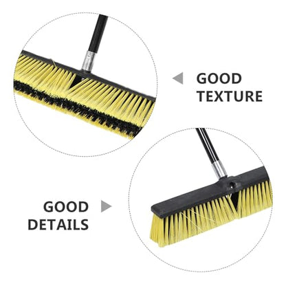 Homoyoyo Heavy Duty Push Broom Floor Brush with Aluminum Threaded Handle, 80cm Outdoor Yard Sweeper Broom for Patio, Driveway, Garage, and Courtyard Cleaning