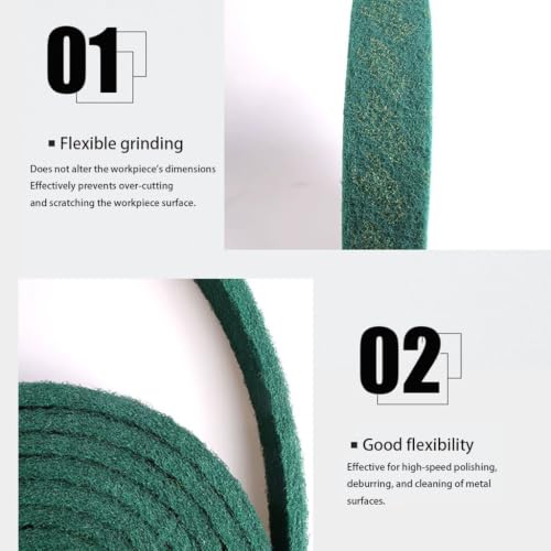 Cuttable Scouring Pad Roll,Thickened Scrubbing Pad for Kitchen Cleaning, Metal Rust Removal, Surface Polishing, Sanding(Green,70×17mm 1Roll) - size: 70×17mm 1Roll
