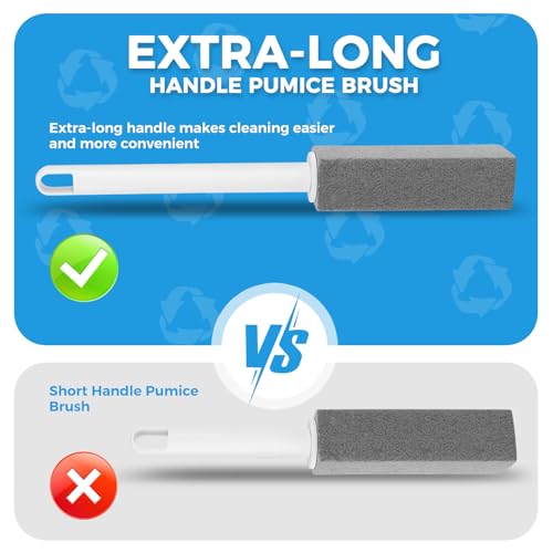 3 Pack Pumice Stone for Cleaning Stove Gas Grates & Top, Extra Long Handle Cleaner Pumice Stone for Oven, with 3 Replacement Heads