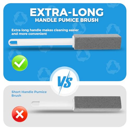 3 Pack Pumice Stone for Cleaning Stove Gas Grates & Top, Extra Long Handle Cleaner Pumice Stone for Oven, with 3 Replacement Heads